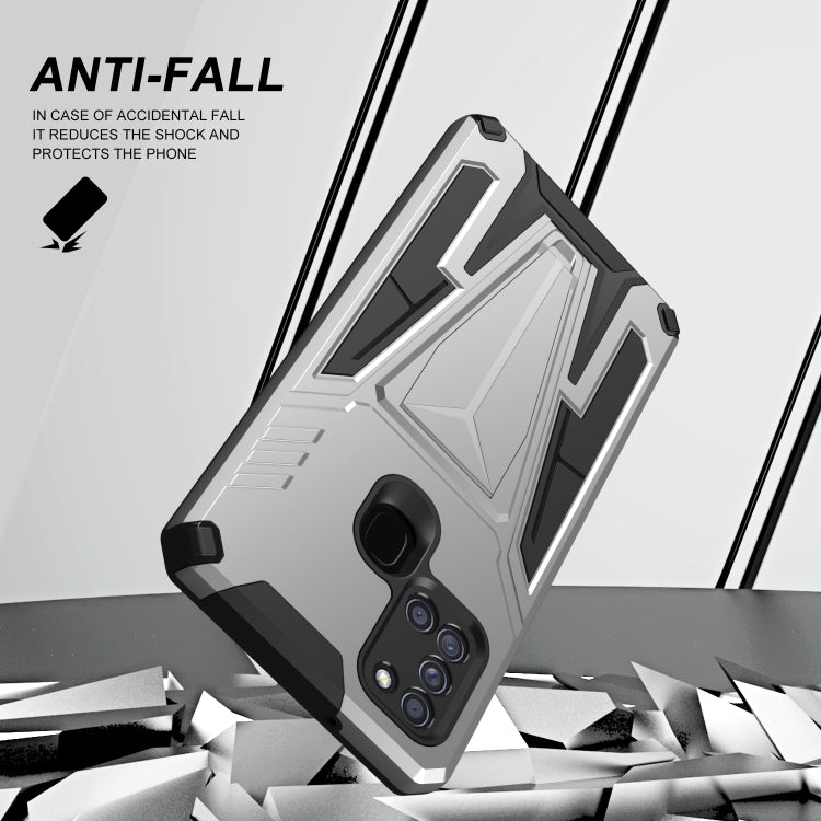 For Samsung Galaxy A21s Super V Armor PC + TPU Shockproof Case with Invisible Holder