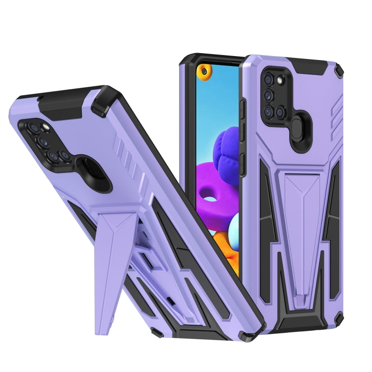 For Samsung Galaxy A21s Super V Armor PC + TPU Shockproof Case with Invisible Holder