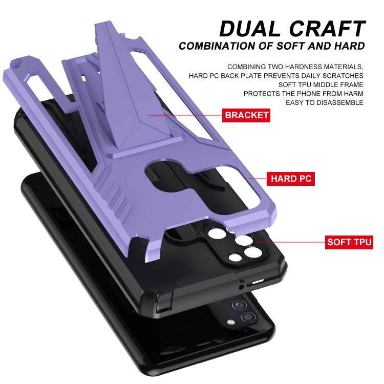 For Samsung Galaxy A21s Super V Armor PC + TPU Shockproof Case with Invisible Holder
