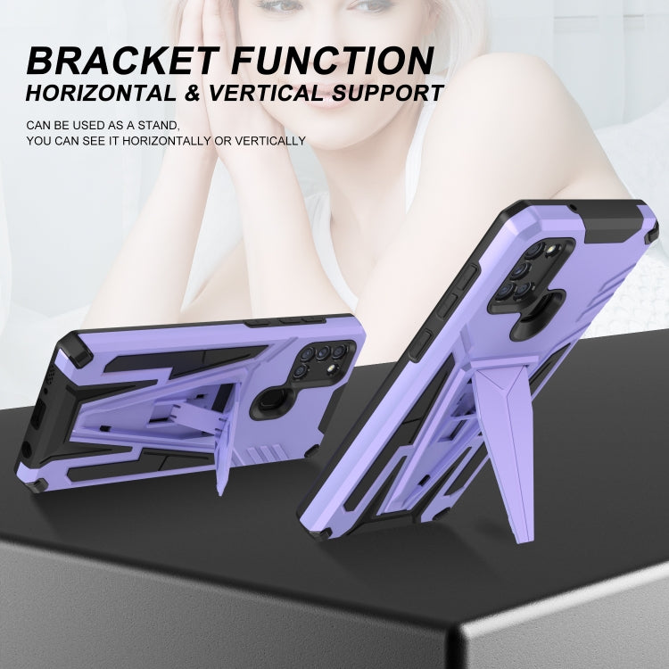 For Samsung Galaxy A21s Super V Armor PC + TPU Shockproof Case with Invisible Holder