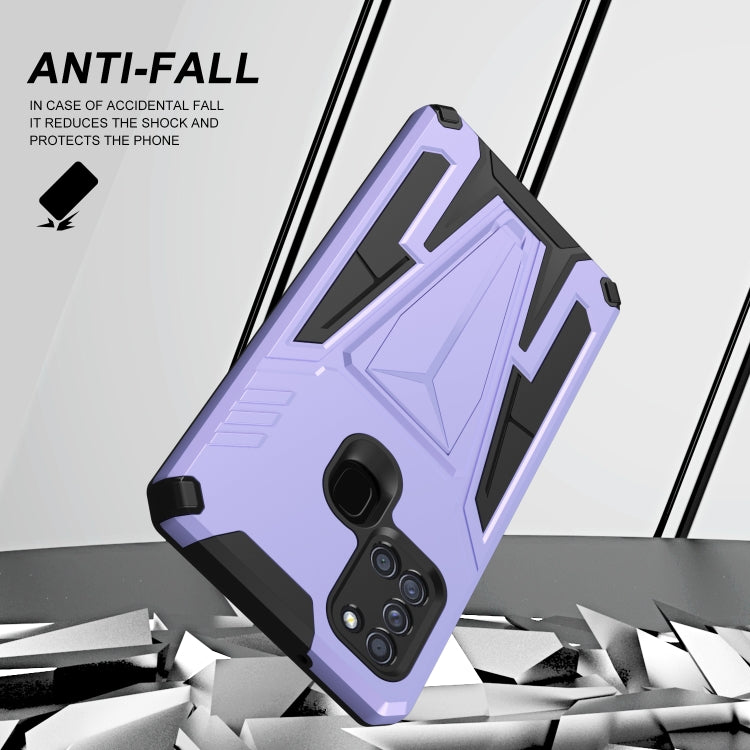 For Samsung Galaxy A21s Super V Armor PC + TPU Shockproof Case with Invisible Holder