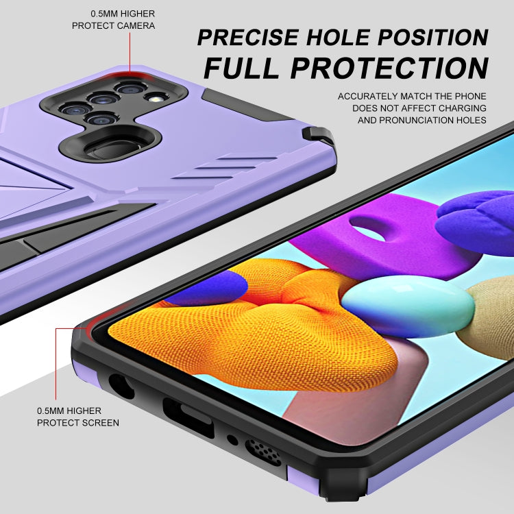 For Samsung Galaxy A21s Super V Armor PC + TPU Shockproof Case with Invisible Holder