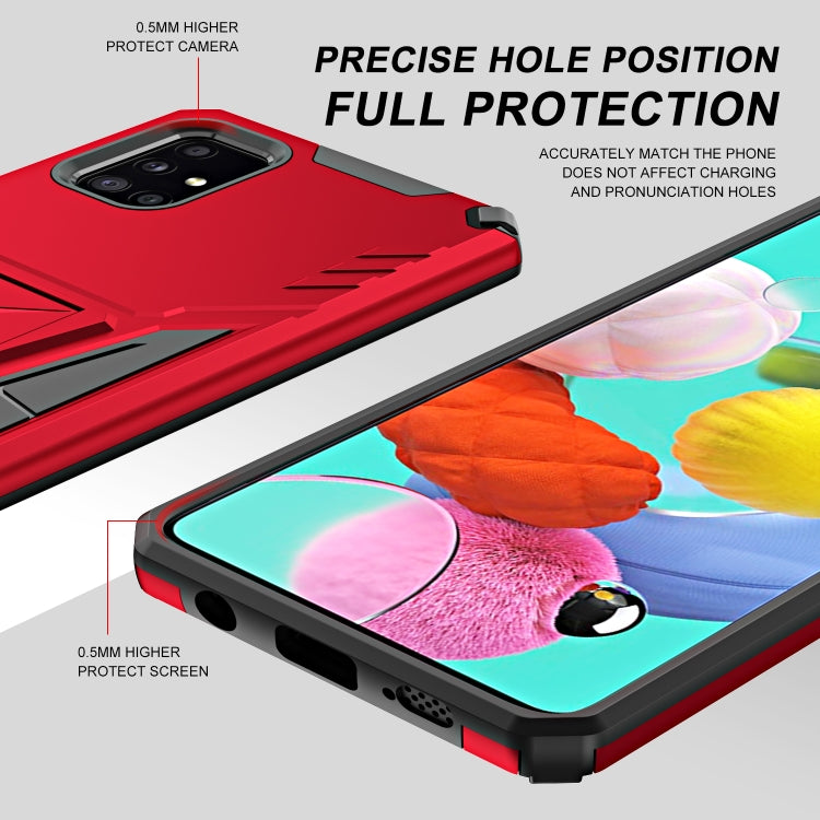 For Samsung Galaxy A71 Super V Armor PC + TPU Shockproof Case with Invisible Holder