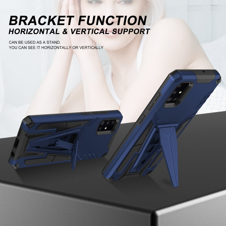 For Samsung Galaxy A71 Super V Armor PC + TPU Shockproof Case with Invisible Holder