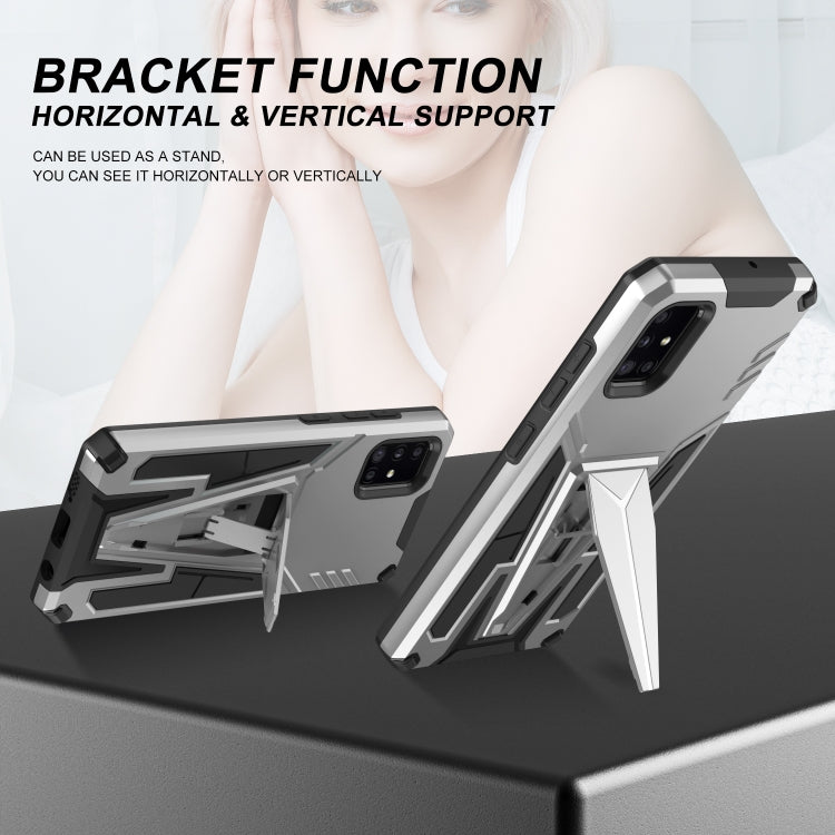 For Samsung Galaxy A71 Super V Armor PC + TPU Shockproof Case with Invisible Holder