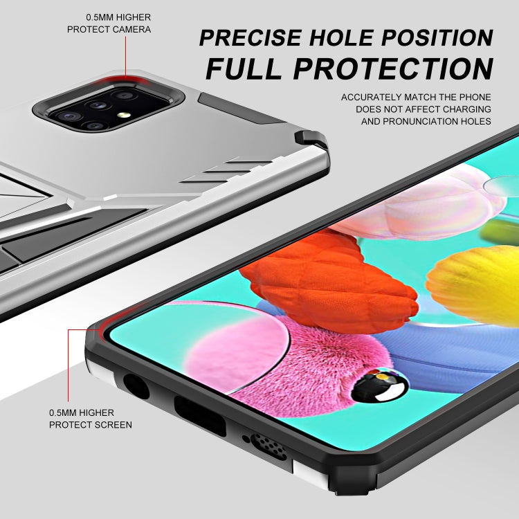 For Samsung Galaxy A71 Super V Armor PC + TPU Shockproof Case with Invisible Holder