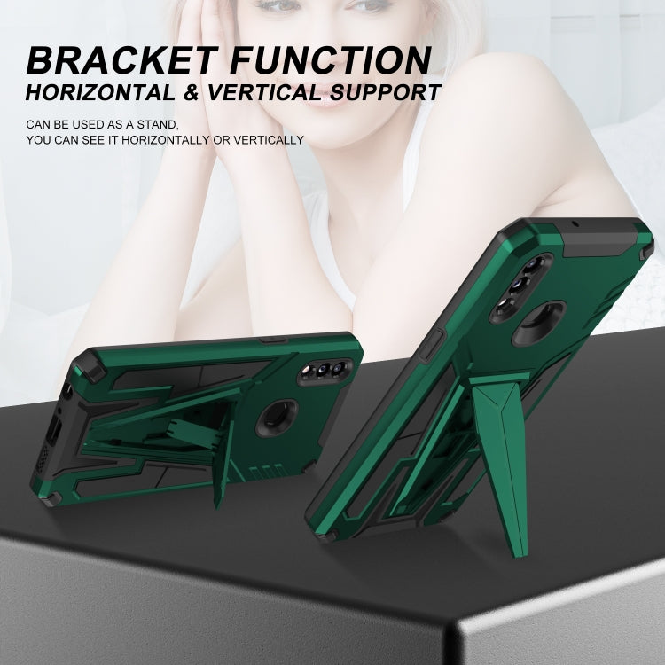 For Samsung Galaxy A10s Super V Armor PC + TPU Shockproof Case with Invisible Holder