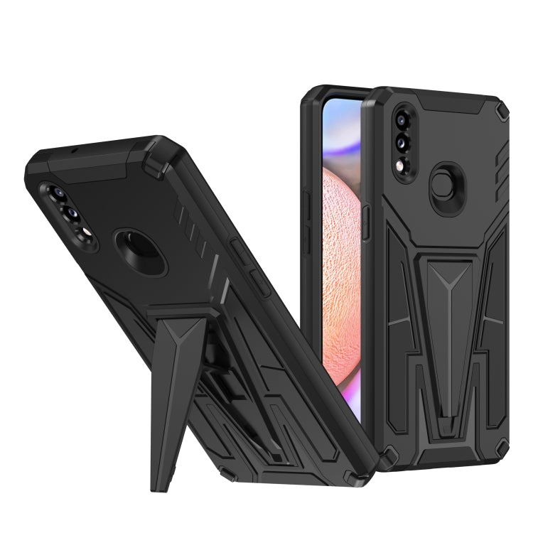 For Samsung Galaxy A10s Super V Armor PC + TPU Shockproof Case with Invisible Holder