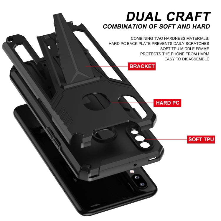 For Samsung Galaxy A10s Super V Armor PC + TPU Shockproof Case with Invisible Holder