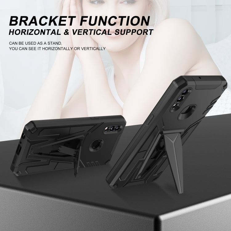 For Samsung Galaxy A10s Super V Armor PC + TPU Shockproof Case with Invisible Holder