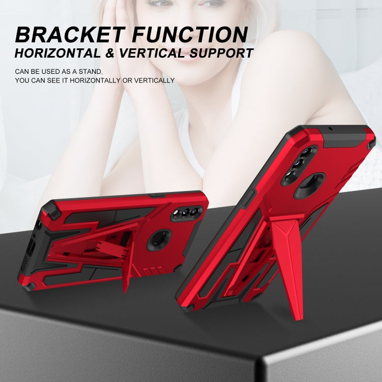 For Samsung Galaxy A10s Super V Armor PC + TPU Shockproof Case with Invisible Holder