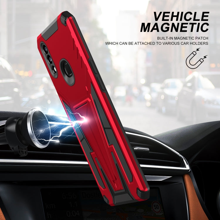 For Samsung Galaxy A10s Super V Armor PC + TPU Shockproof Case with Invisible Holder