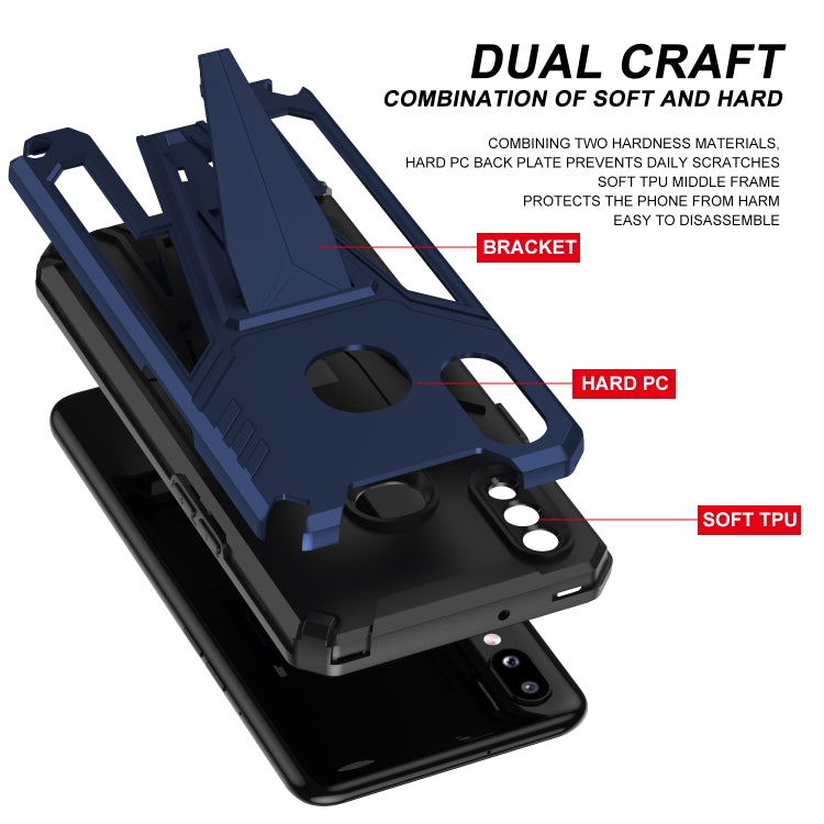 For Samsung Galaxy A10s Super V Armor PC + TPU Shockproof Case with Invisible Holder