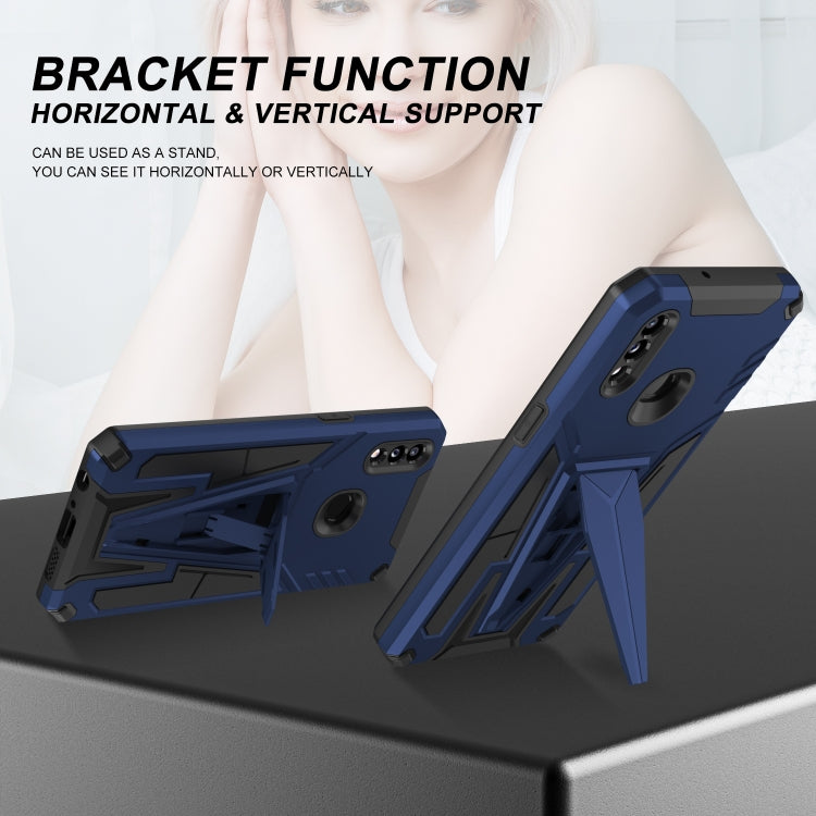 For Samsung Galaxy A10s Super V Armor PC + TPU Shockproof Case with Invisible Holder