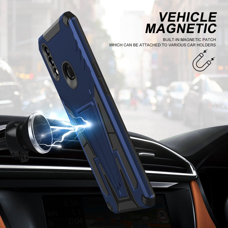 For Samsung Galaxy A10s Super V Armor PC + TPU Shockproof Case with Invisible Holder