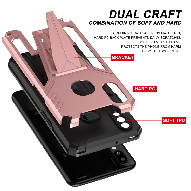 For Samsung Galaxy A10s Super V Armor PC + TPU Shockproof Case with Invisible Holder