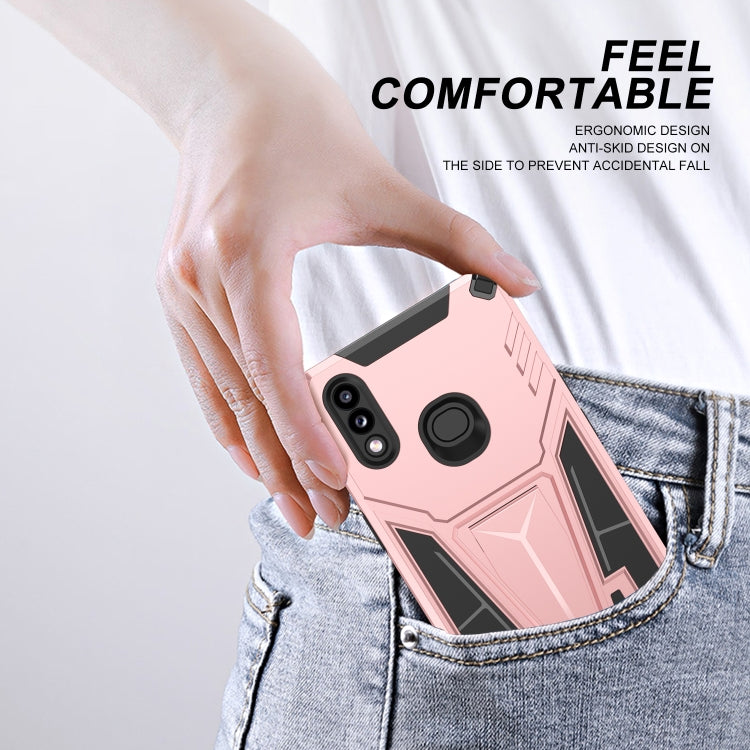 For Samsung Galaxy A10s Super V Armor PC + TPU Shockproof Case with Invisible Holder