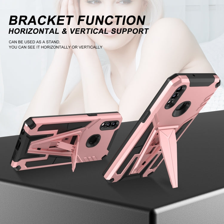 For Samsung Galaxy A10s Super V Armor PC + TPU Shockproof Case with Invisible Holder