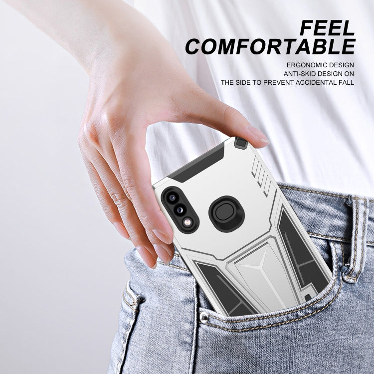 For Samsung Galaxy A10s Super V Armor PC + TPU Shockproof Case with Invisible Holder
