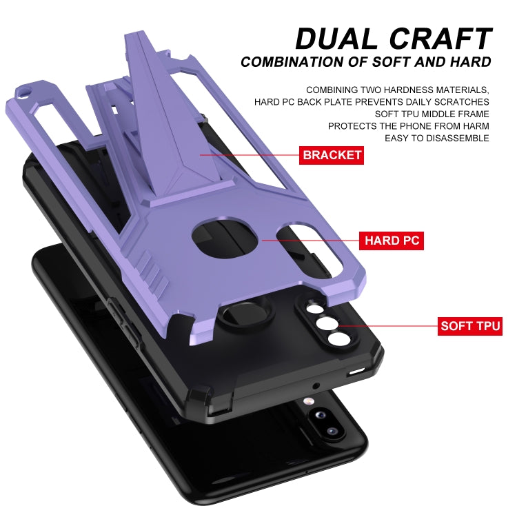 For Samsung Galaxy A10s Super V Armor PC + TPU Shockproof Case with Invisible Holder