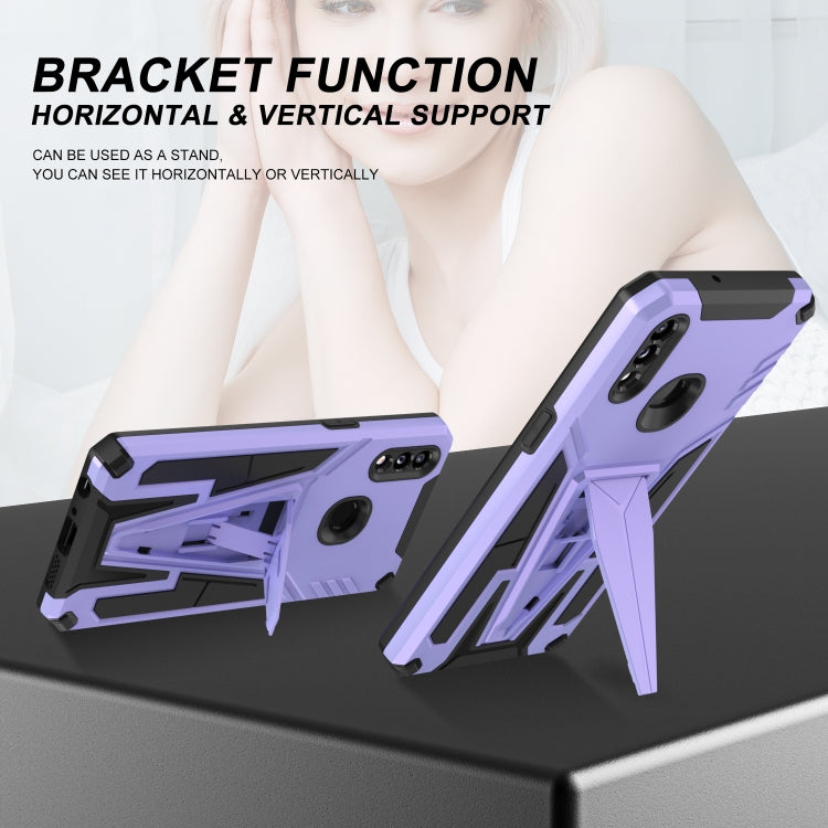 For Samsung Galaxy A10s Super V Armor PC + TPU Shockproof Case with Invisible Holder
