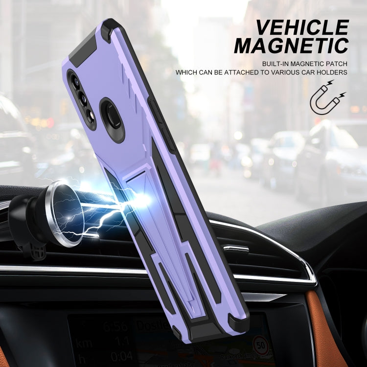 For Samsung Galaxy A10s Super V Armor PC + TPU Shockproof Case with Invisible Holder