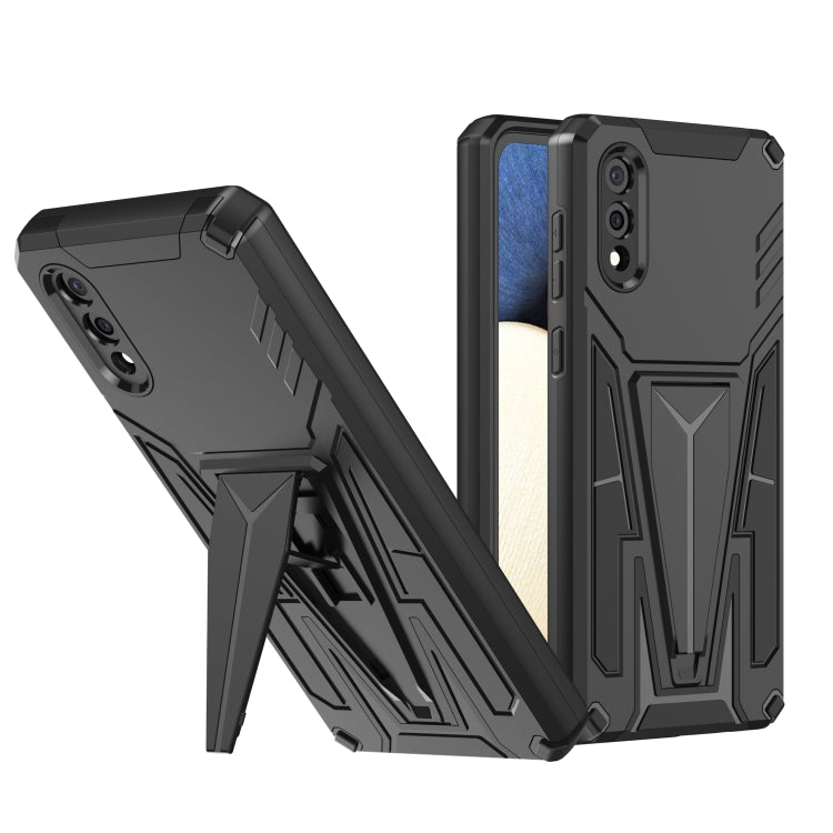 For Samsung Galaxy A02 Super V Armor PC + TPU Shockproof Case with Invisible Holder