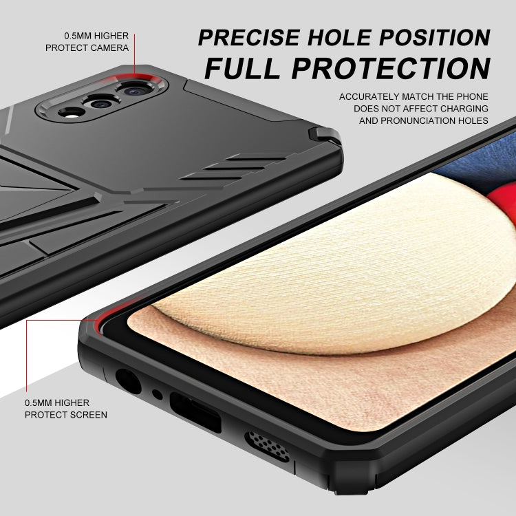 For Samsung Galaxy A02 Super V Armor PC + TPU Shockproof Case with Invisible Holder