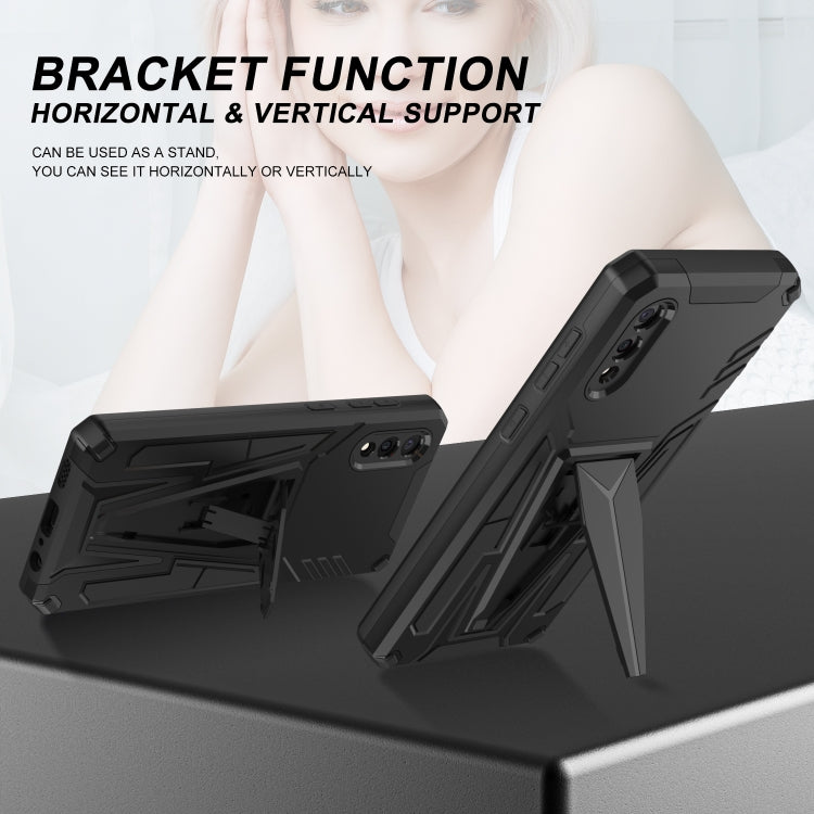 For Samsung Galaxy A02 Super V Armor PC + TPU Shockproof Case with Invisible Holder