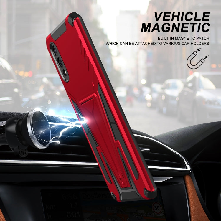 For Samsung Galaxy A02 Super V Armor PC + TPU Shockproof Case with Invisible Holder