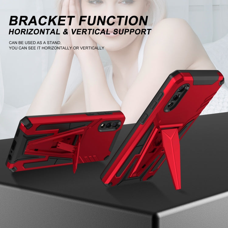 For Samsung Galaxy A02 Super V Armor PC + TPU Shockproof Case with Invisible Holder