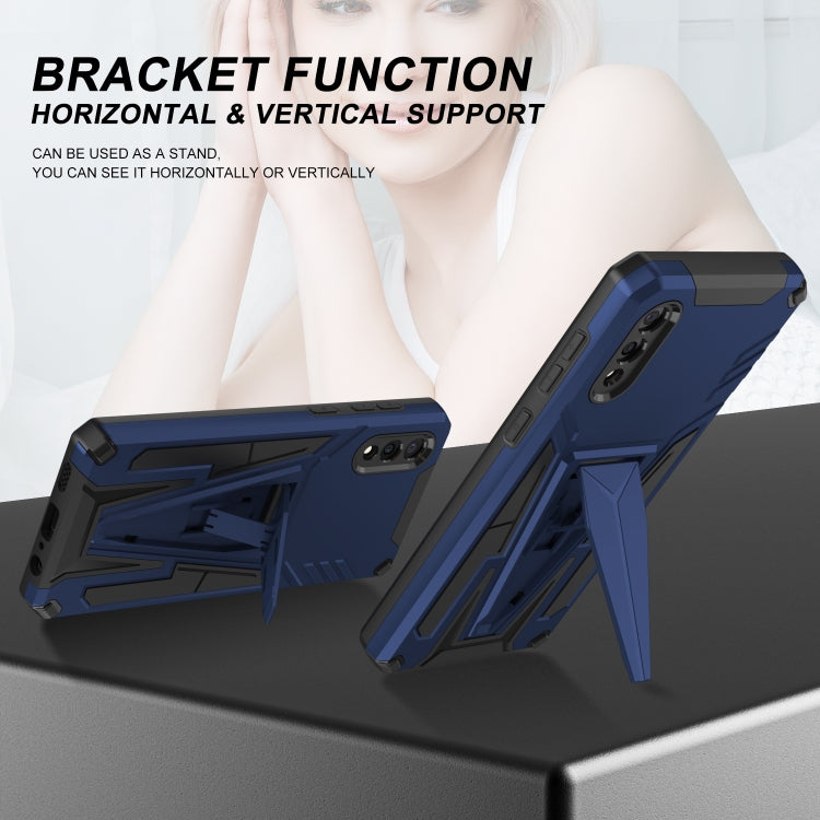 For Samsung Galaxy A02 Super V Armor PC + TPU Shockproof Case with Invisible Holder