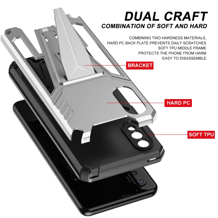 For Samsung Galaxy A02 Super V Armor PC + TPU Shockproof Case with Invisible Holder