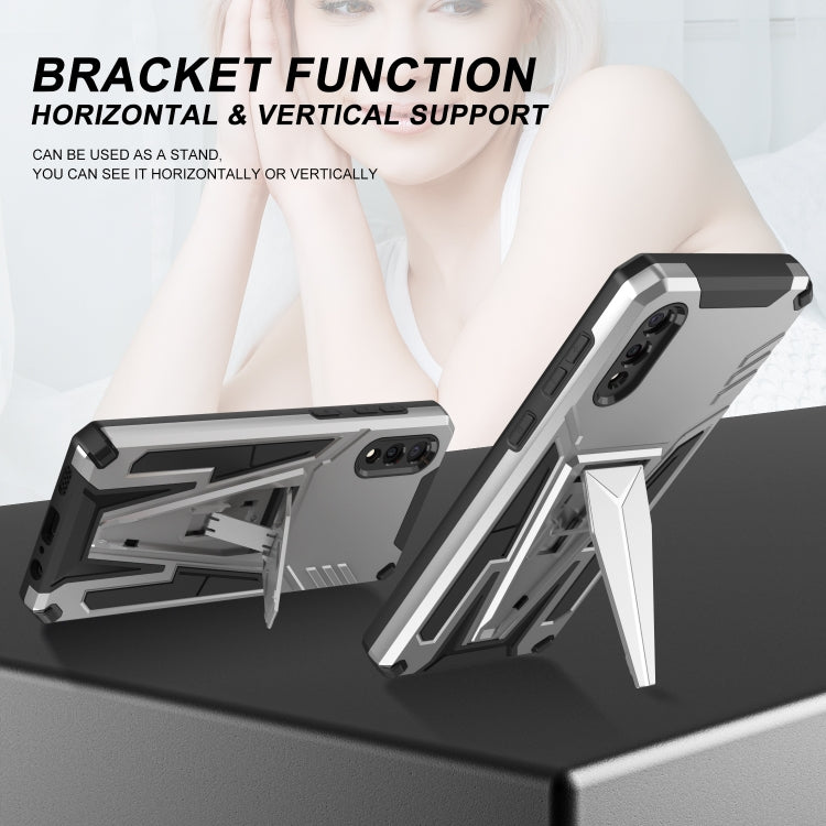 For Samsung Galaxy A02 Super V Armor PC + TPU Shockproof Case with Invisible Holder