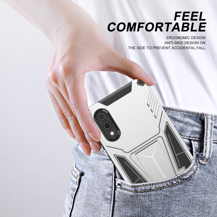 For Samsung Galaxy A02 Super V Armor PC + TPU Shockproof Case with Invisible Holder