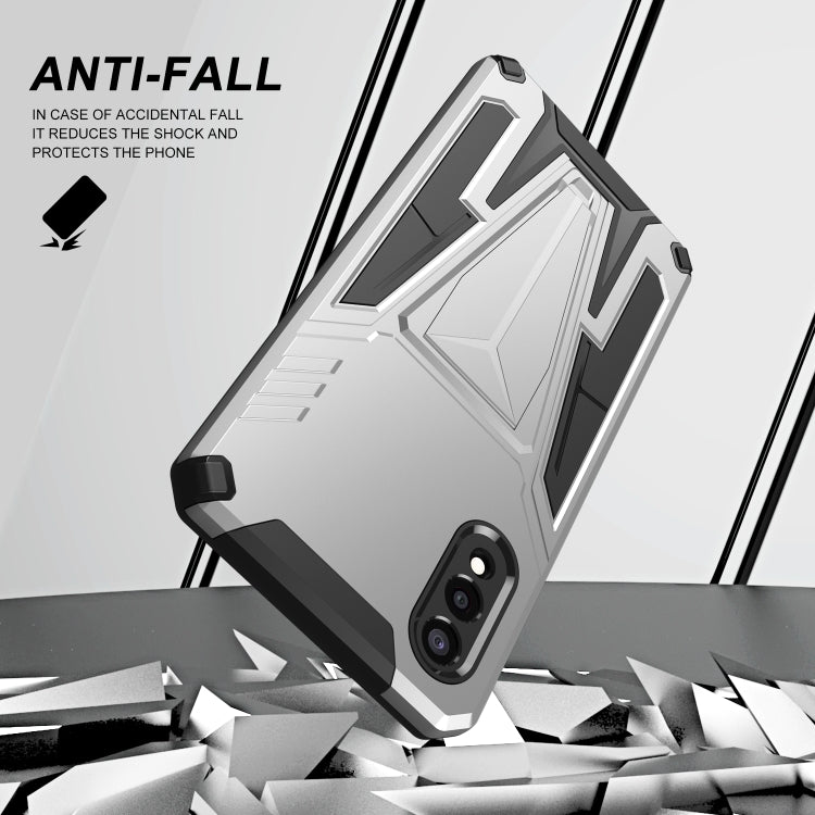 For Samsung Galaxy A02 Super V Armor PC + TPU Shockproof Case with Invisible Holder
