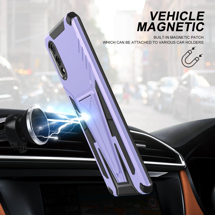 For Samsung Galaxy A02 Super V Armor PC + TPU Shockproof Case with Invisible Holder