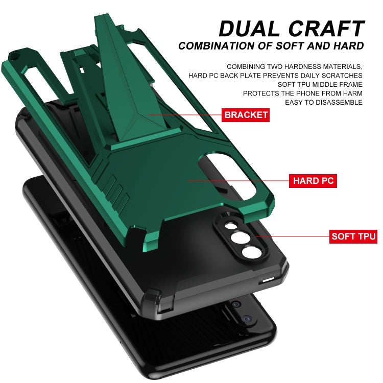 For Samsung Galaxy A03s 164mm Super V Armor PC + TPU Shockproof Case with Invisible Holder