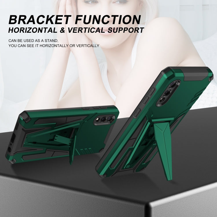 For Samsung Galaxy A03s 164mm Super V Armor PC + TPU Shockproof Case with Invisible Holder