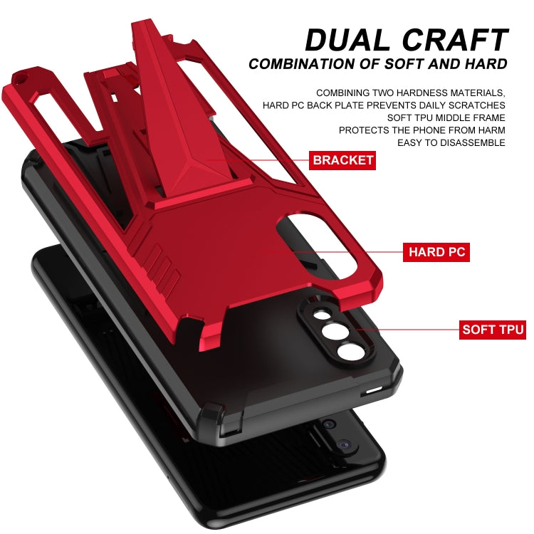 For Samsung Galaxy A03s 164mm Super V Armor PC + TPU Shockproof Case with Invisible Holder