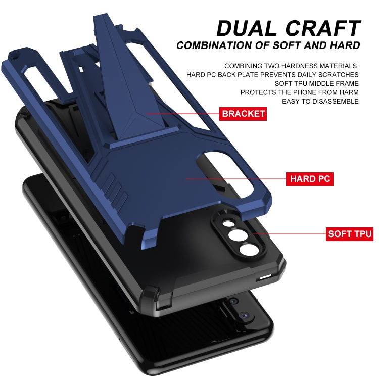 For Samsung Galaxy A03s 164mm Super V Armor PC + TPU Shockproof Case with Invisible Holder