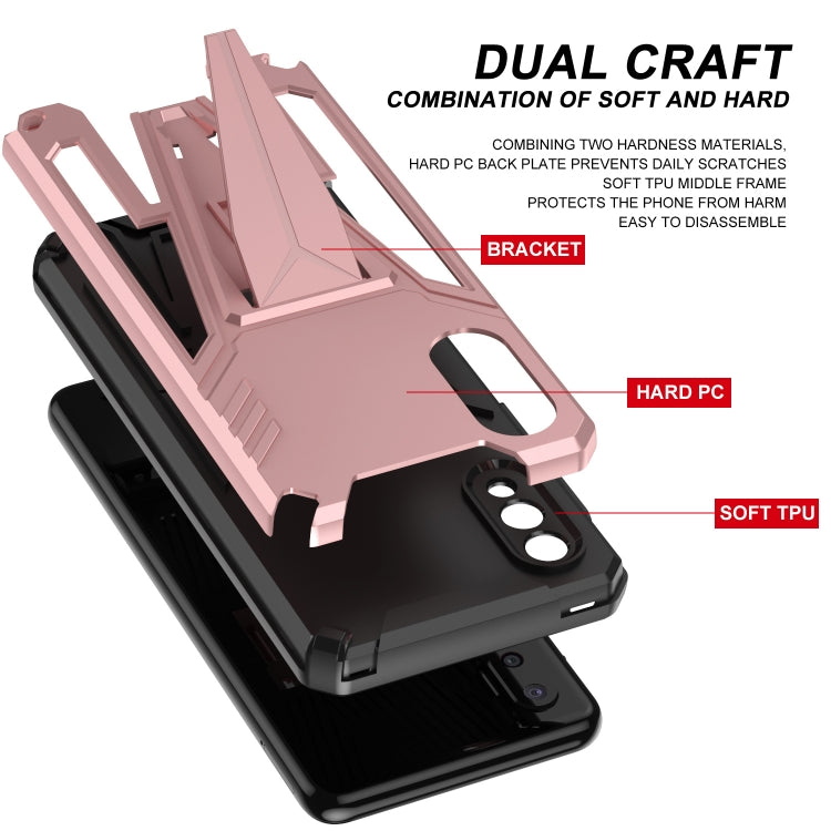 For Samsung Galaxy A03s 164mm Super V Armor PC + TPU Shockproof Case with Invisible Holder