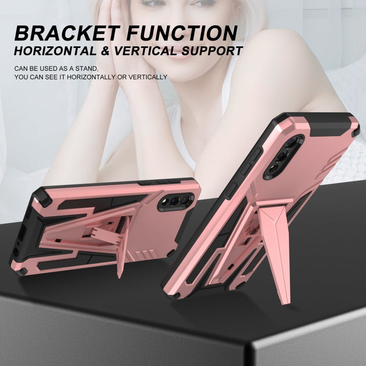 For Samsung Galaxy A03s 164mm Super V Armor PC + TPU Shockproof Case with Invisible Holder