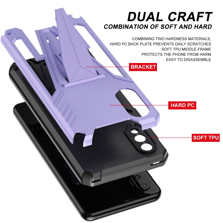 For Samsung Galaxy A03s 164mm Super V Armor PC + TPU Shockproof Case with Invisible Holder