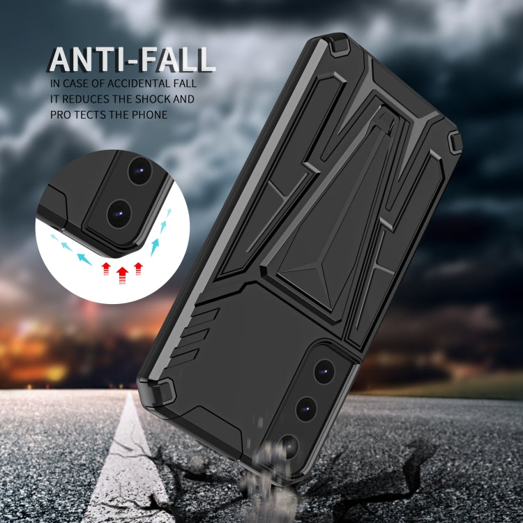 For Samsung Galaxy S22 5G Super V Armor PC + TPU Shockproof Case with Invisible Holder