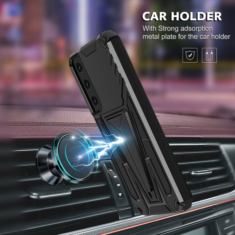 For Samsung Galaxy S22 5G Super V Armor PC + TPU Shockproof Case with Invisible Holder