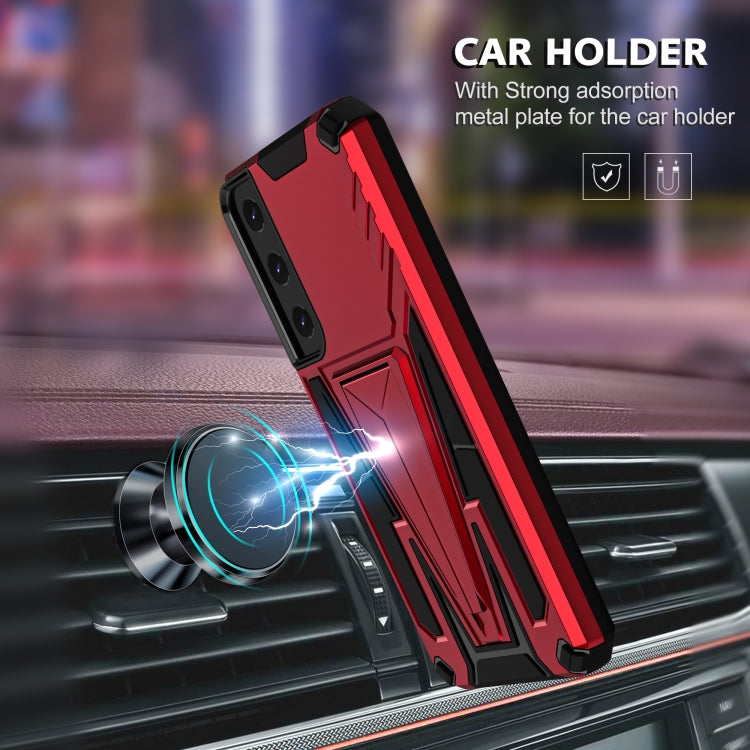 For Samsung Galaxy S22 5G Super V Armor PC + TPU Shockproof Case with Invisible Holder