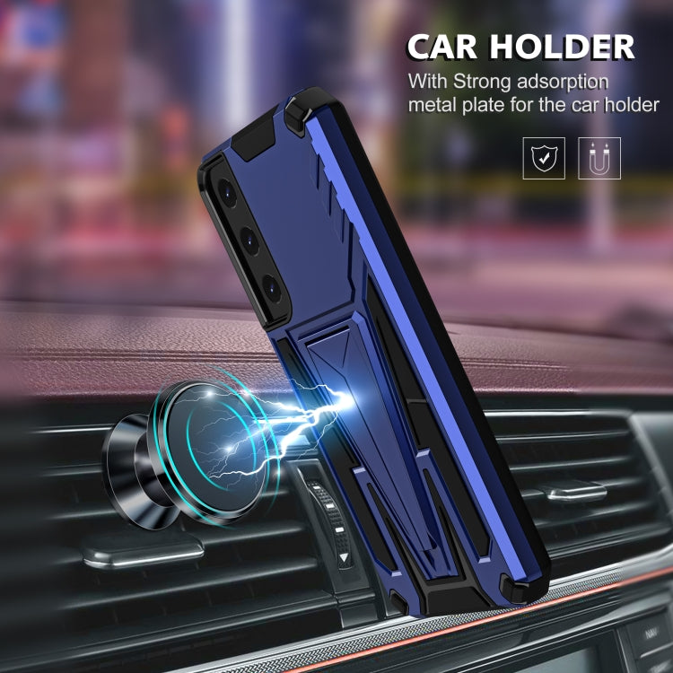 For Samsung Galaxy S22 5G Super V Armor PC + TPU Shockproof Case with Invisible Holder