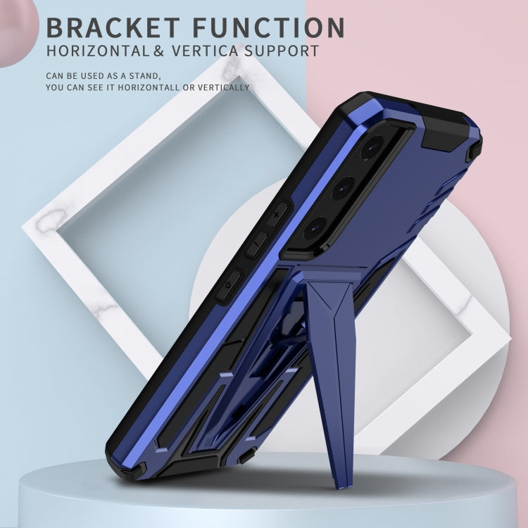 For Samsung Galaxy S22 5G Super V Armor PC + TPU Shockproof Case with Invisible Holder