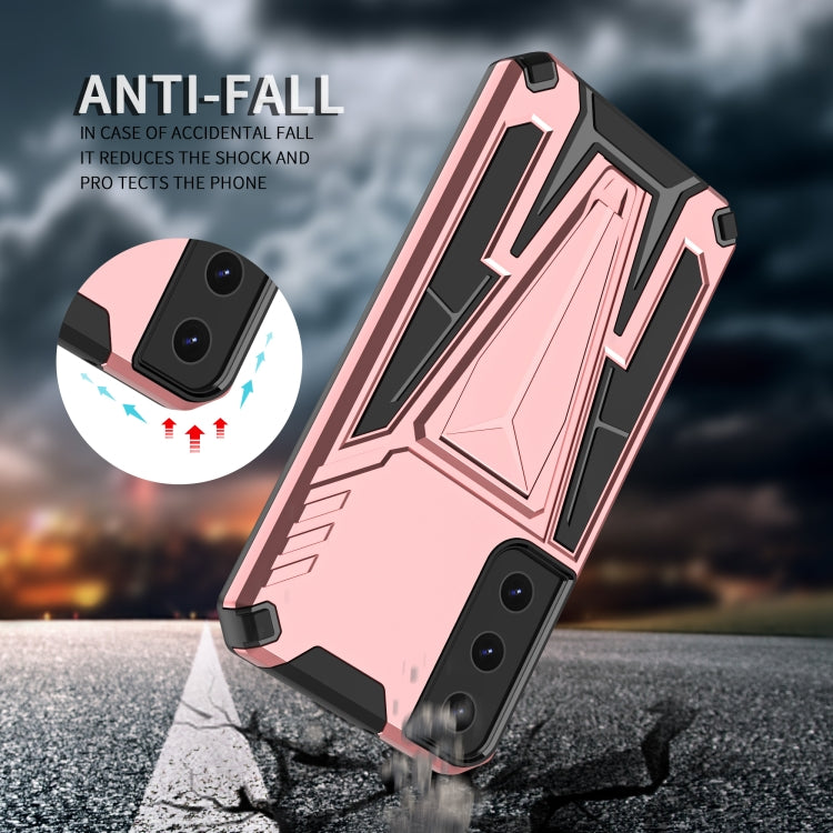 For Samsung Galaxy S22 5G Super V Armor PC + TPU Shockproof Case with Invisible Holder